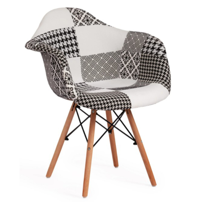 Стул DAW black&white patchwork Белый Древесина Черный Стул DAW black&white patchwork Белый Древесина Черный в Орле | Loft Concept
