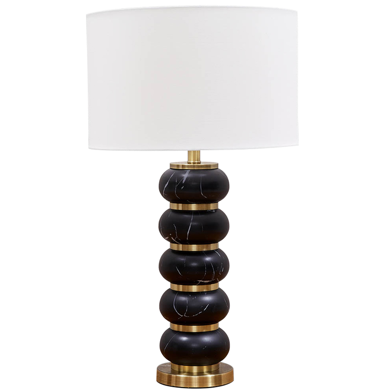 Настольная лампа с абажуром Alan Table Lamp Белый Черный Золотой Настольная лампа с абажуром Alan Table Lamp Белый Черный Золотой в Орле | Loft Concept