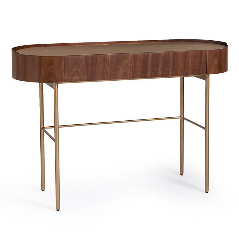 Стол-консоль Walnut and Leather Орех Золотой Шампань Стол-консоль Walnut and Leather Орех Золотой Шампань в Орле | Loft Concept