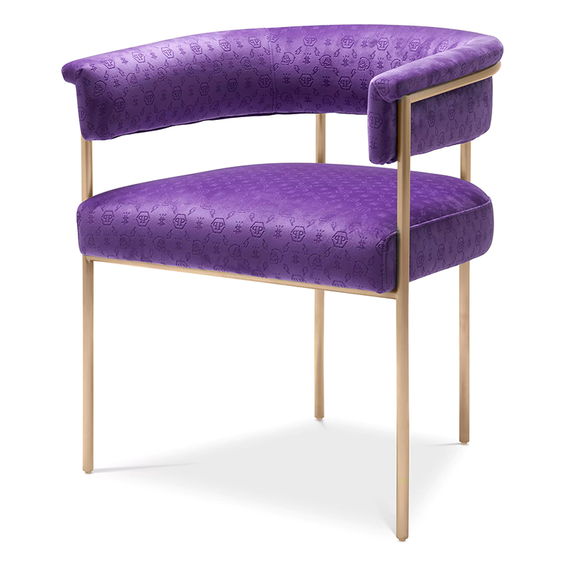 Стул Philipp Plein Dining Chair Monogram Фиолетовый Фиолетовый Золотой в Орле | Loft Concept 