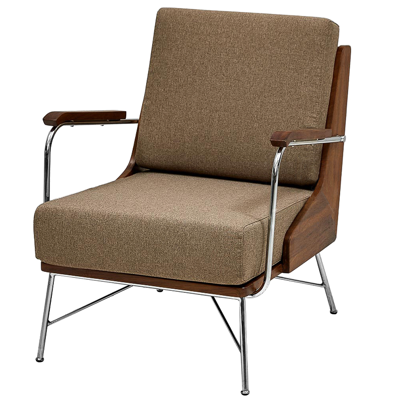 Кресло в ретро стиле Kinsey Armchair Коричневый Хром Кресло в ретро стиле Kinsey Armchair Коричневый Хром в Орле | Loft Concept