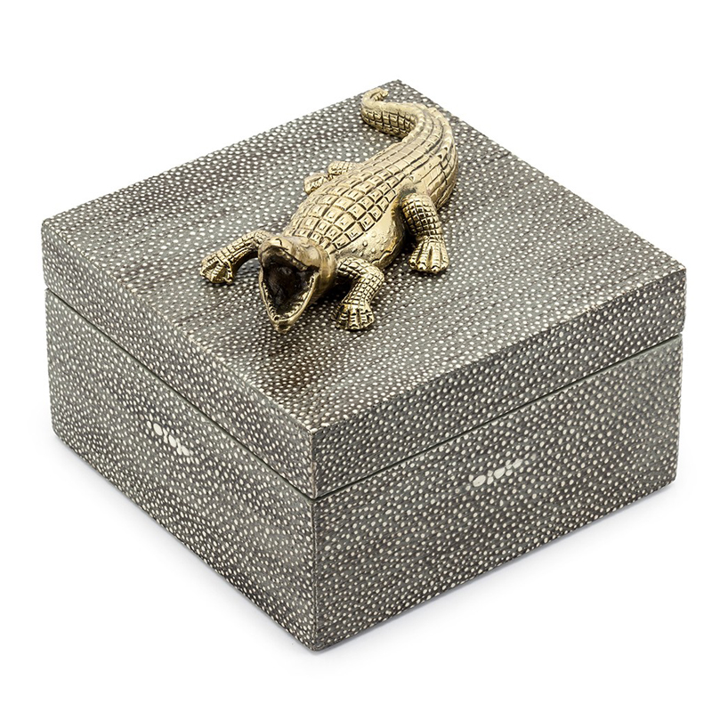 Шкатулка BOX KRIZIA CROCO SQ Светло-серый Латунь Шкатулка BOX KRIZIA CROCO SQ Светло-серый Латунь в Орле | Loft Concept