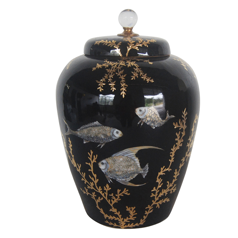 Ваза Vase Keg Algae Fish Черный Золотой Ваза Vase Keg Algae Fish Черный Золотой в Орле | Loft Concept