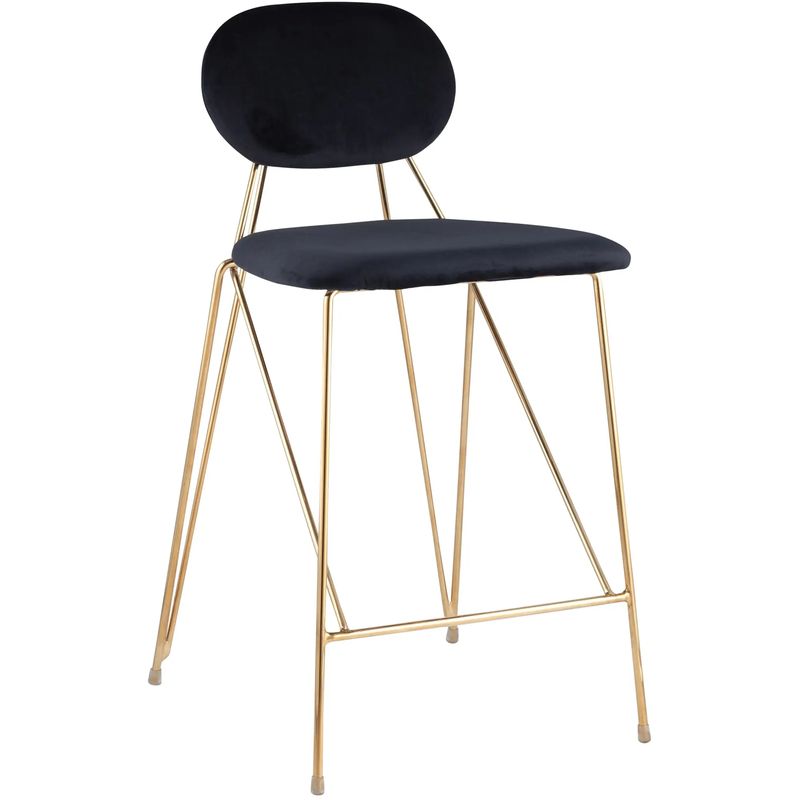 Полубарный Стул Alice Chair Черный Велюр Черный Золотой в Орле | Loft Concept 