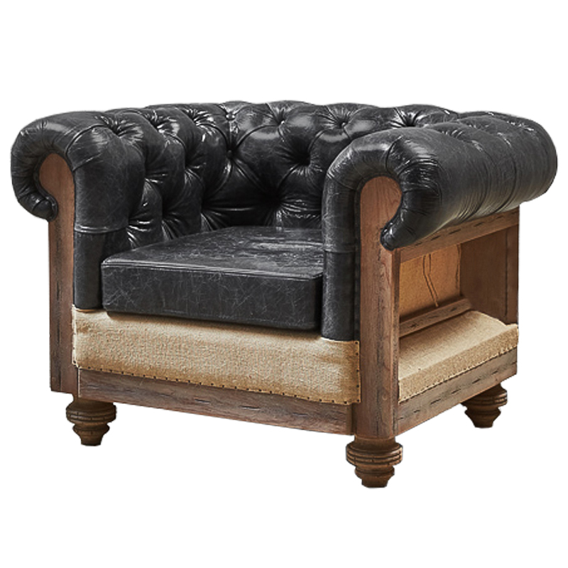 Кресло Deconstructed Chesterfield Armchair Графит Коричневый Кресло Deconstructed Chesterfield Armchair Графит Коричневый в Орле | Loft Concept