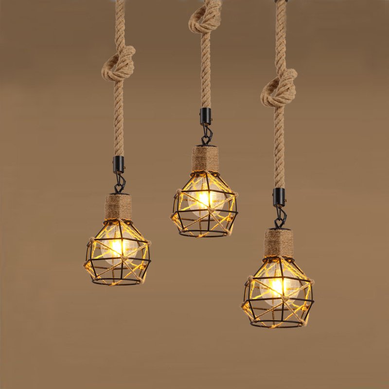 Подвесной светильник LOFT ROPE CHANDELIER CAGE Mono Черный Коричневый Подвесной светильник LOFT ROPE CHANDELIER CAGE Mono Черный Коричневый в Орле | Loft Concept
