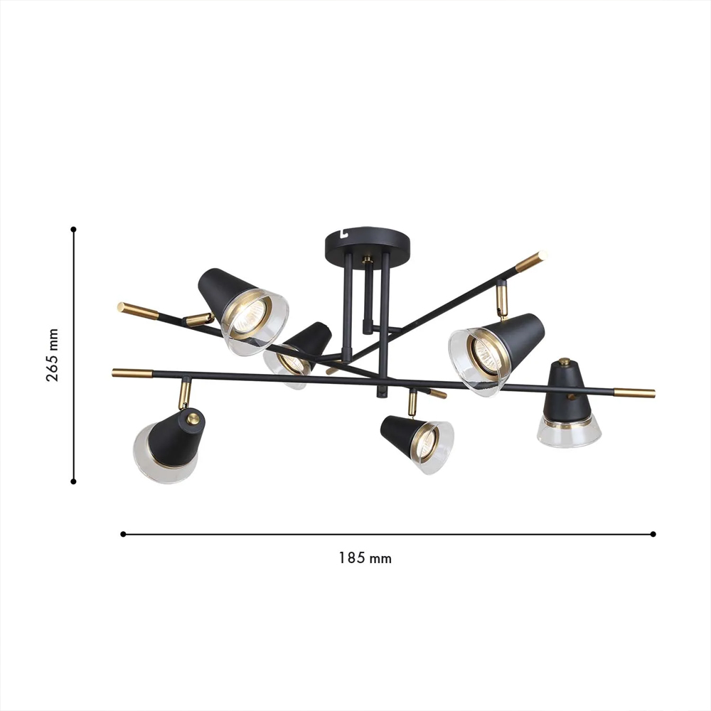 Потолочный светильник с конусообразными плафонами с контрастным сочетанием бронзы и глубоким черным цветом Aurika в Орле