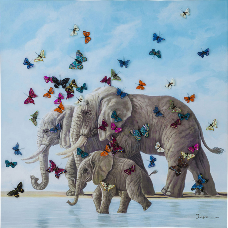 Картина Elephants with Butterflies painting Мульти Картина Elephants with Butterflies painting Мульти в Орле | Loft Concept