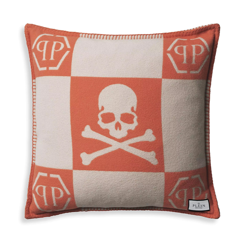Подушка Philipp Plein Cushion Cashmere Skull 45 x 45 Orange Оранжевый Белый Подушка Philipp Plein Cushion Cashmere Skull 45 x 45 Orange Оранжевый Белый в Орле | Loft Concept