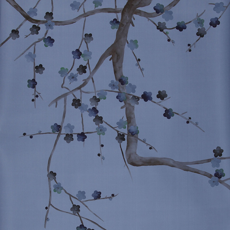Обои ручная роспись Plum Blossom Special Colourway on Sky Blue dyed silk Обои ручная роспись Plum Blossom Special Colourway on Sky Blue dyed silk в Орле | Loft Concept