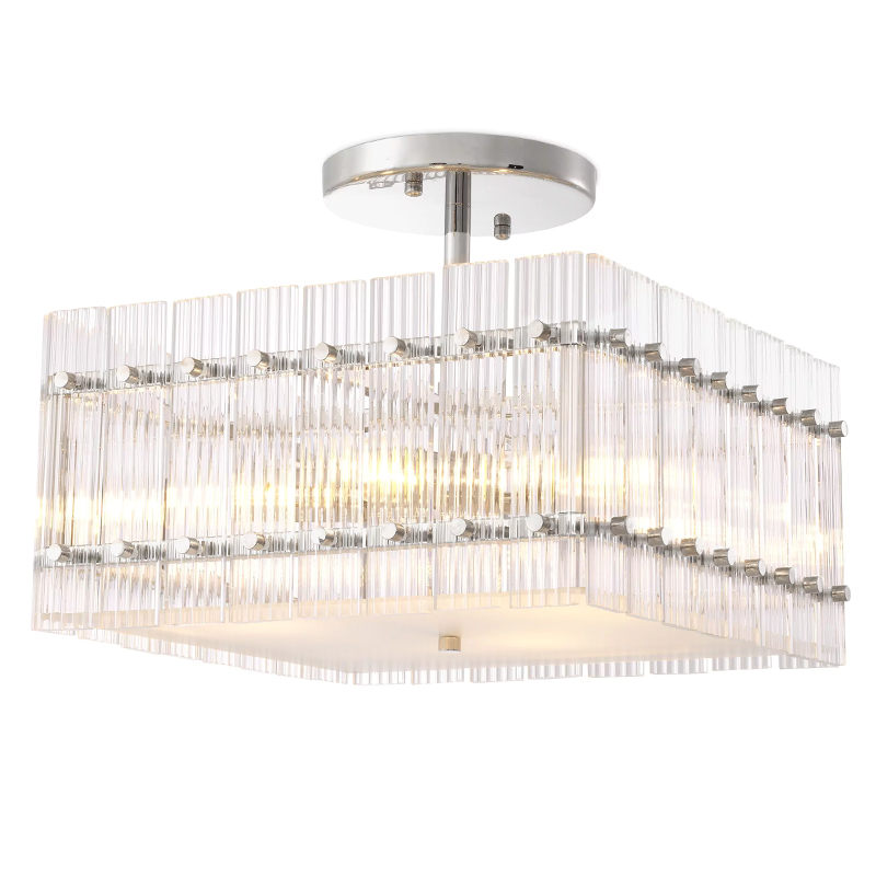 Потолочный светильник Eichholtz Ceiling Lamp Ruby Square Nickel Прозрачное Стекло Никель Потолочный светильник Eichholtz Ceiling Lamp Ruby Square Nickel Прозрачное Стекло Никель в Орле | Loft Concept