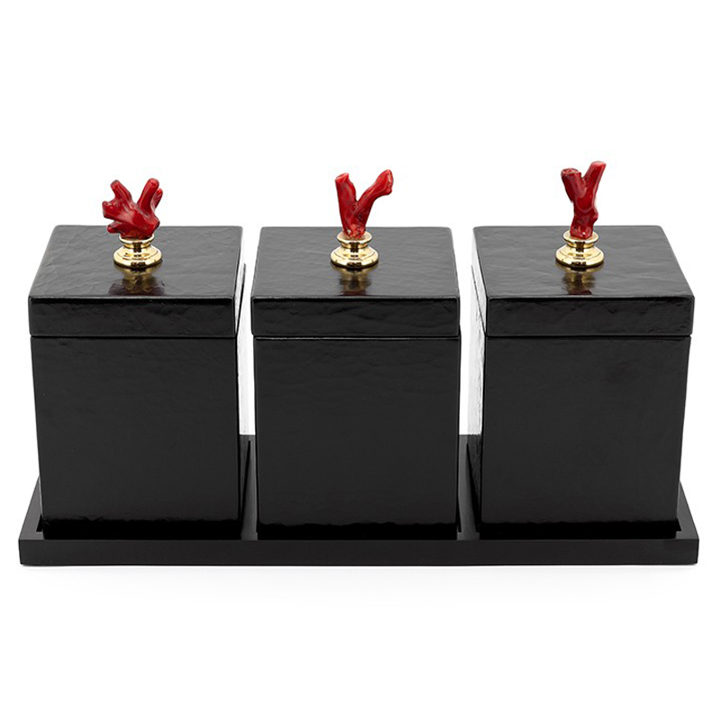 Набор шкатулок BOX KRIZIA SET3PCS Черный Красный Набор шкатулок BOX KRIZIA SET3PCS Черный Красный в Орле | Loft Concept