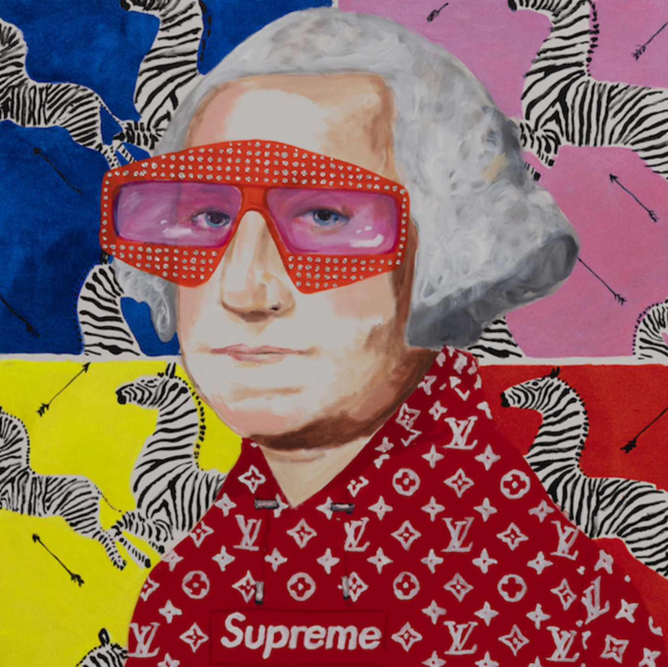 Картина George Washington in Supreme with Scalamandr Zebra Background