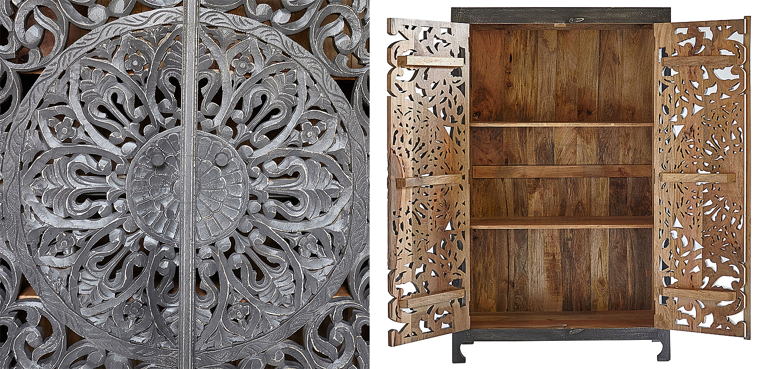 Шкаф Indian Antique White Furniture Cupboard Mistry серый Шкаф Indian Antique White Furniture Cupboard Mistry серый - Loft-Concept в Орле