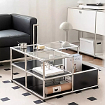 Дизайнерский журнальный стол квадратный с полками Akydy варинант исполнения - 3 | Loft Concept в Орле