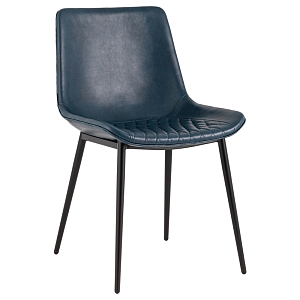 Стул с обивкой из экокожи темно-синего цвета RHOMBUSES UPHOLSTERY