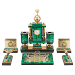 Настольный письменный набор из малахита и долерита с декором в виде герба России Leader Organizer варинант исполнения - 1 | Loft Concept в Орле