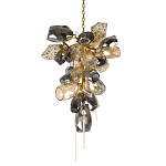 Люстра подвесная вытянутой формы с плафонами из стекла и металла с двумя вертикальными подвесками Gilded Mirage  варинант исполнения - 1 | Loft Concept в Орле