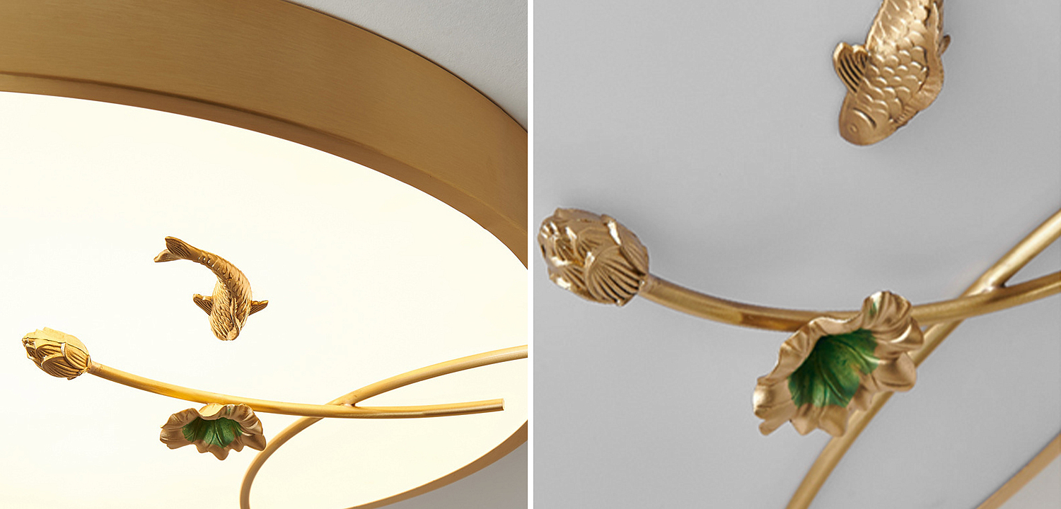 Круглый потолочный светильник Gold Fish Round Ceiling Lamp Золотой Круглый потолочный светильник Gold Fish Round Ceiling Lamp Золотой - Loft-Concept в Орле