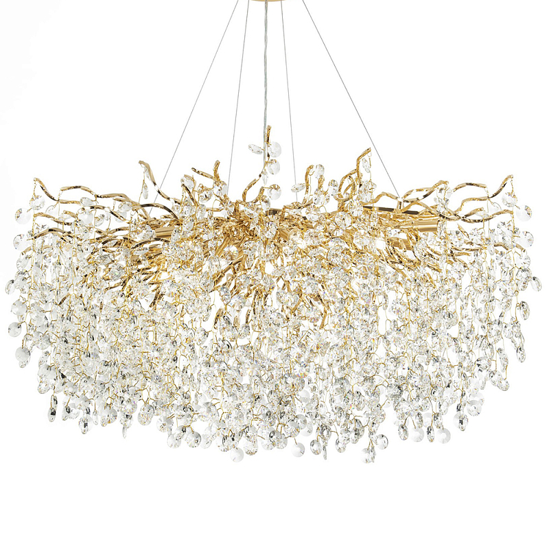 Люстра с хрустальными подвесками на металлических ветках Fairytree Light Gold Chandelier 18 Золотой Прозрачный Люстра с хрустальными подвесками на металлических ветках Fairytree Light Gold Chandelier 18 Золотой Прозрачный в Орле | Loft Concept