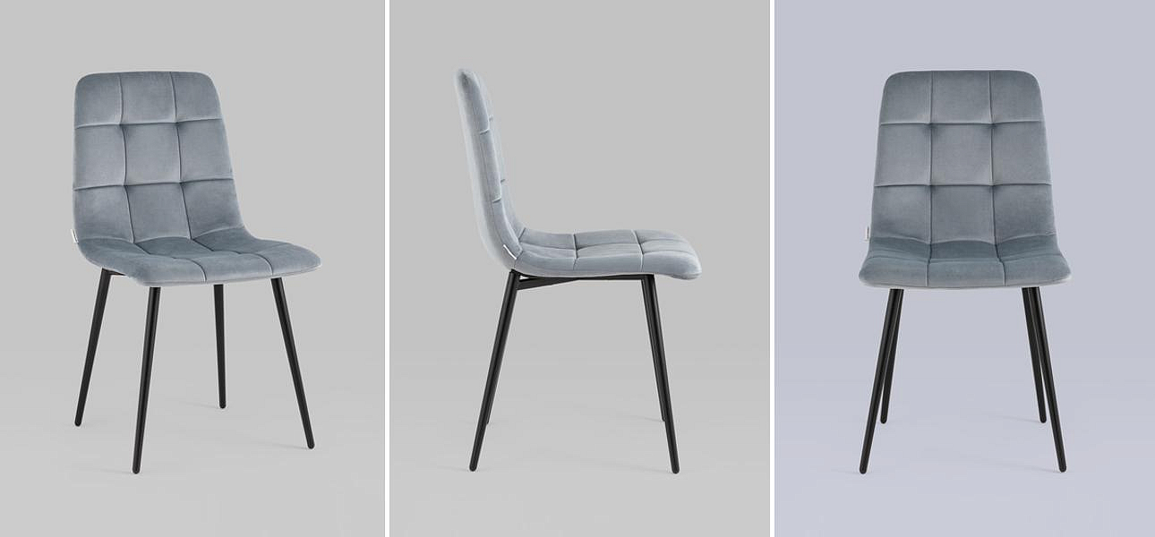 Стул NANCY Chair Серо-Голубой Велюр Стул NANCY Chair Серо-Голубой Велюр - Loft-Concept в Орле