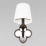 Бра с белым текстильным абажуром и декоративным основанием в виде четырехлистника с зеркальной вставкой Vitorino варинант исполнения - 3 | Loft Concept в Орле