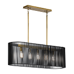 Люстра подвесная овальной формы с металлическим решетчатым абажуром матово-черного цвета и 5 лампами Kichler варинант исполнения - 2 | Loft Concept в Орле