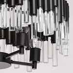 Люстра круглая из матового черного металла с подвесками из прозрачных стеклянных трубок Noir Tubes варинант исполнения - 5 | Loft Concept в Орле