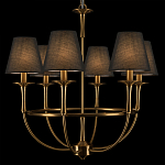 Люстра на металлическом основании бронзового цвета с 6-ю черными конусовидными абажурами Dignity варинант исполнения - 7 | Loft Concept в Орле