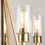 Люстра цвета латунь с 5-ю цилиндрическими плафонами из прозрачного пузырчатого стекла Kichler варинант исполнения - 4 | Loft Concept в Орле