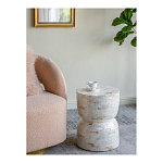 Приставной столик с мозаичным рисунком из раковин устриц Bone Inlay варинант исполнения - 6 | Loft Concept в Орле