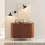 Комод округлой формы с тремя ящиками Walnut and Leather варинант исполнения - 9 | Loft Concept в Орле