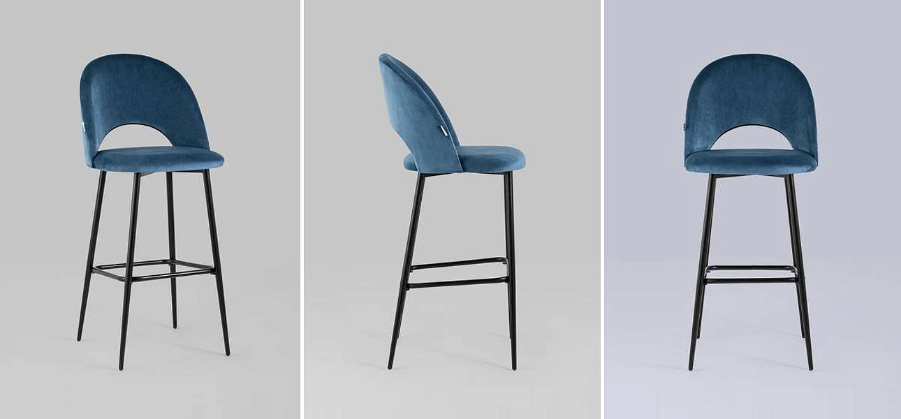 Барный Стул CLIFF Chair Синий Велюр Барный Стул CLIFF Chair Синий Велюр - Loft-Concept в Орле