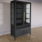 Витрина Primo со стеклянными фасадами и буфетом шпон Черный дуб варинант исполнения - 3 | Loft Concept в Орле