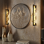 Бра вертикальное черного цвета с золотыми кругами и квадратами Gravyura варинант исполнения - 6 | Loft Concept в Орле