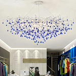 Люстра овальная с синими стеклянными подвесками в форме капель FAIRYTREE Light варинант исполнения - 4 | Loft Concept в Орле