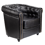 Кресло кожаное с мягкими подлокотниками на 4-х деревянных ножках Logan Leather Armchair black варинант исполнения - 1 | Loft Concept в Орле