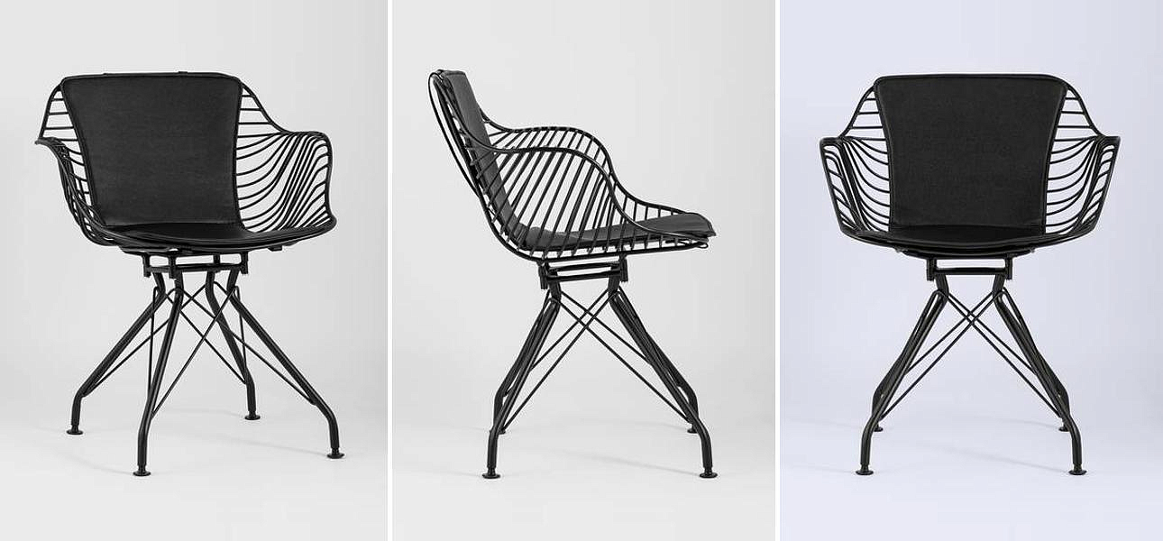 Стул Bertoia с подлокотником Chair Black metal Стул Bertoia с подлокотником Chair Black metal - Loft-Concept в Орле