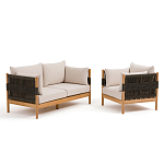 Садовый диван из тикового дерева и веревок Оreon варинант исполнения - 6 | Loft Concept в Орле