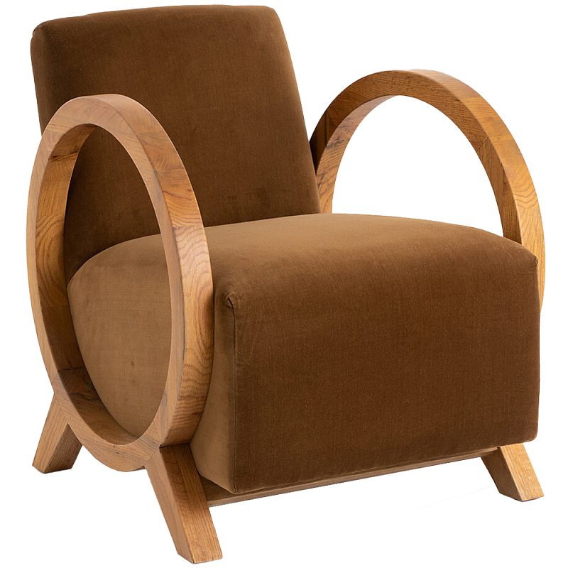 Кресло с круглыми деревянными подлокотниками Modesto Chair Коричневый Древесина Кресло с круглыми деревянными подлокотниками Modesto Chair Коричневый Древесина в Орле | Loft Concept