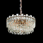 Круглая люстра с хрустальными подвесками на золотистом каркасе Gorgeous Crystal Light варинант исполнения - 6 | Loft Concept в Орле