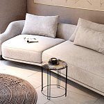 Стол журнальный круглый со столешницей из стекла Gold and Black Marble варинант исполнения - 5 | Loft Concept в Орле