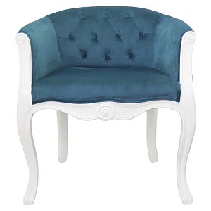 Кресло низкое в стиле прованс Louis French Armchair white and blue velour