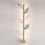 Бра с золотистой вертикальной трубкой и декоративными прозрачными листьями из стекла Sylva  варинант исполнения - 2 | Loft Concept в Орле