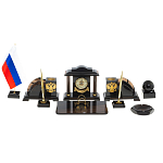 Настольный письменный набор с часами из природного камня обсидиана National Еmblem варинант исполнения - 1 | Loft Concept в Орле