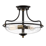 Потолочный светильник со стеклянным плафоном на изогнутых кронштейнах Quoizel  варинант исполнения - 15 | Loft Concept в Орле