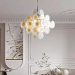 Люстра  с каскадом из круглых декоративных элементов  White Clear Glass Chandelier варинант исполнения - 3 | Loft Concept в Орле