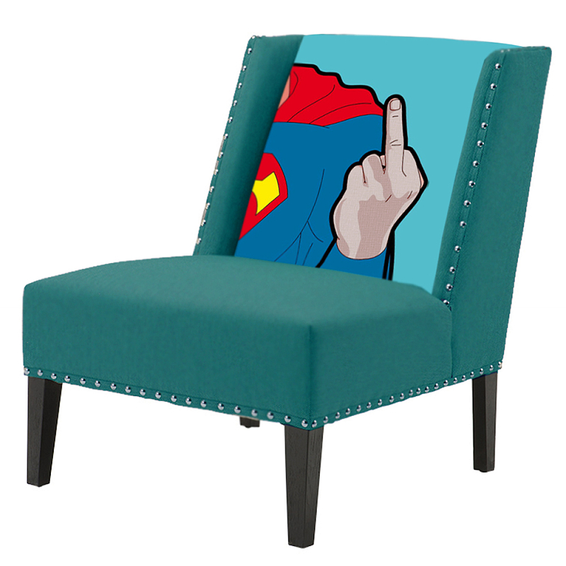 FUN Armchair "Superman fuck off" Turquoise Дизайнерское кресло с цветным принтом Бирюзовый FUN Armchair "Superman fuck off" Turquoise Дизайнерское кресло с цветным принтом Бирюзовый в Орле | Loft Concept