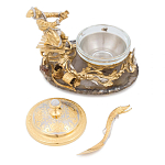 Икорница с декором "Емеля" с гравировкой на подставке из натурального камня Агат Decorative Cavair Dishes варинант исполнения - 2 | Loft Concept в Орле