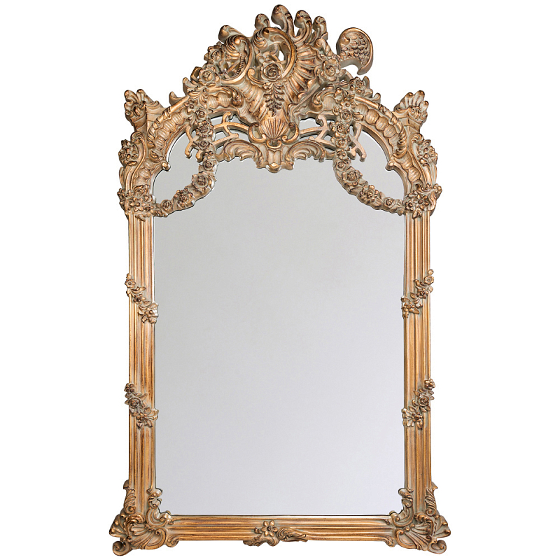 Зеркало настенное в ажурной раме с эффектом старины Classic Ornament Mirror Светло-коричневый Зеркало настенное в ажурной раме с эффектом старины Classic Ornament Mirror Светло-коричневый в Орле | Loft Concept